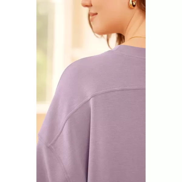 imageODODOS Modal Soft Short Sleeve TShirts for Women Oversized Crew Neck Tee Relaxed Pullover TopsTaro Purple