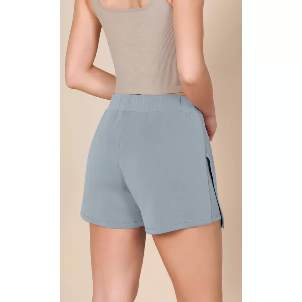 imageODODOS Modal Soft Wrap Mini Skorts with Pocket for Women High Waist Asymmetrical Hem Relaxed ShortsGrey Blue