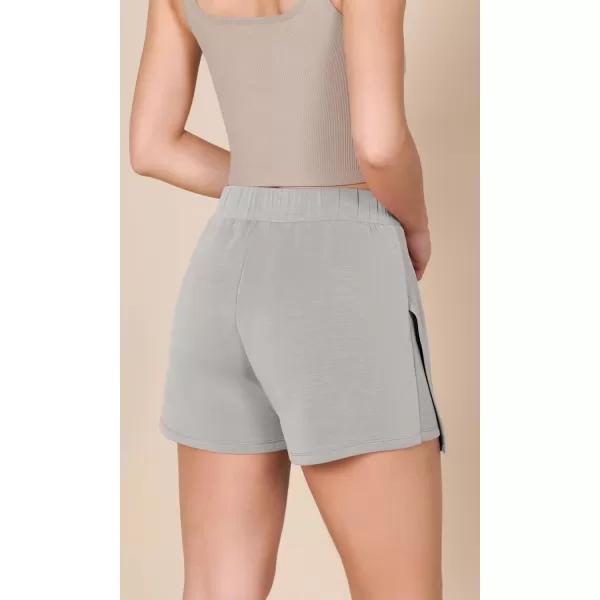 imageODODOS Modal Soft Wrap Mini Skorts with Pocket for Women High Waist Asymmetrical Hem Relaxed ShortsLight Gray