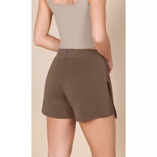 imageODODOS Modal Soft Wrap Mini Skorts with Pocket for Women High Waist Asymmetrical Hem Relaxed ShortsNutria