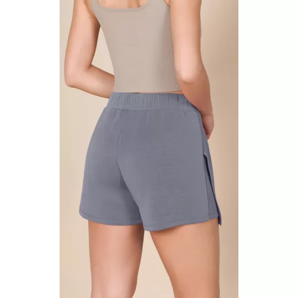 imageODODOS Modal Soft Wrap Mini Skorts with Pocket for Women High Waist Asymmetrical Hem Relaxed ShortsPurple Gray