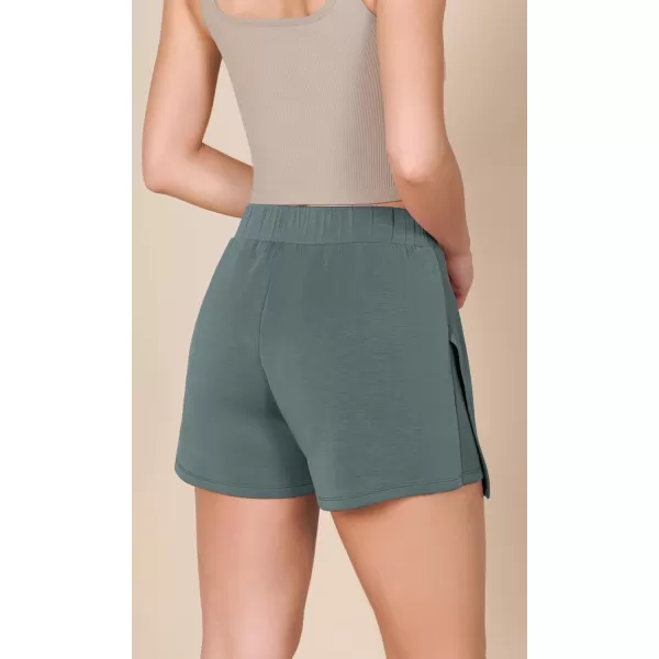 imageODODOS Modal Soft Wrap Mini Skorts with Pocket for Women High Waist Asymmetrical Hem Relaxed ShortsSlate Green
