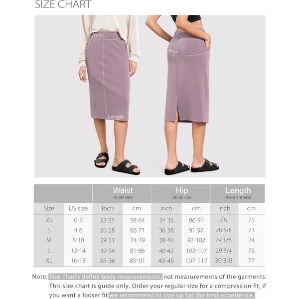 imageODODOS Womens Modal Soft Midi Skirt with Pockets High Waist Back Slit Casual Pencil SkirtsLight Purple