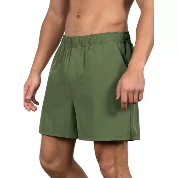 imageODODOS Mens Athletic Shorts with Pockets 5quot  7quot Inseam Quick Dry Lightweight Workout Gym Running ShortsArmy Green