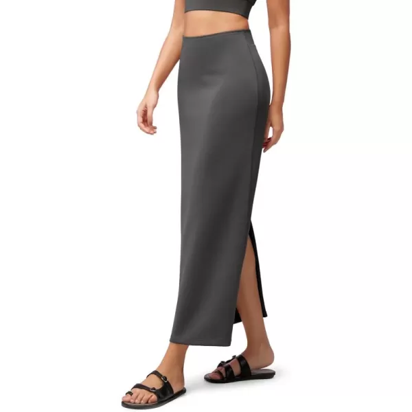 imageODODOS Modal Soft Maxi Skirt for Women Back Slit High Waist Casual Long Pencil SkirtsCharcoal