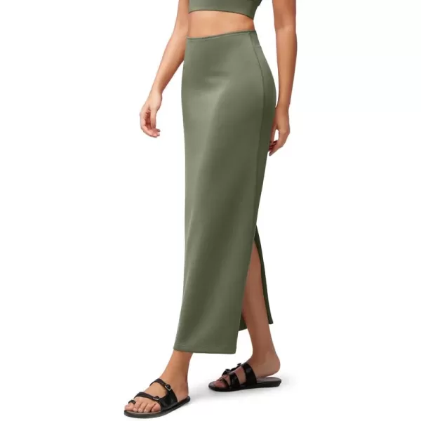imageODODOS Modal Soft Maxi Skirt for Women Back Slit High Waist Casual Long Pencil SkirtsDark Sage