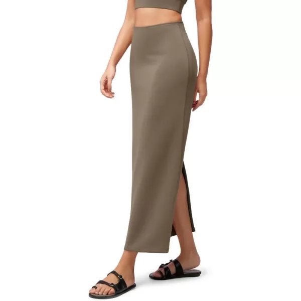 imageODODOS Modal Soft Maxi Skirt for Women Back Slit High Waist Casual Long Pencil SkirtsEspresso