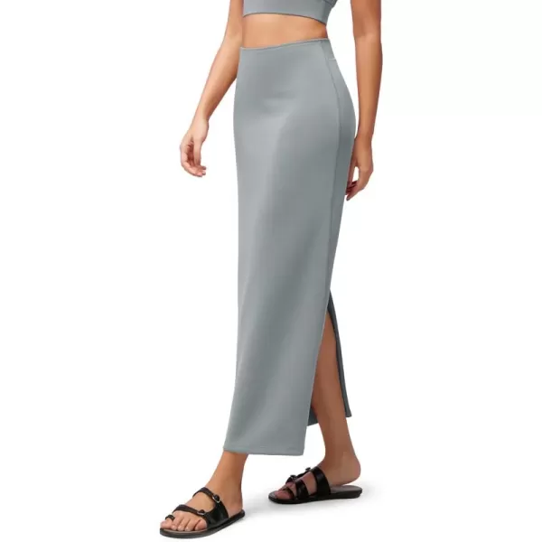 imageODODOS Modal Soft Maxi Skirt for Women Back Slit High Waist Casual Long Pencil SkirtsGrey Blue