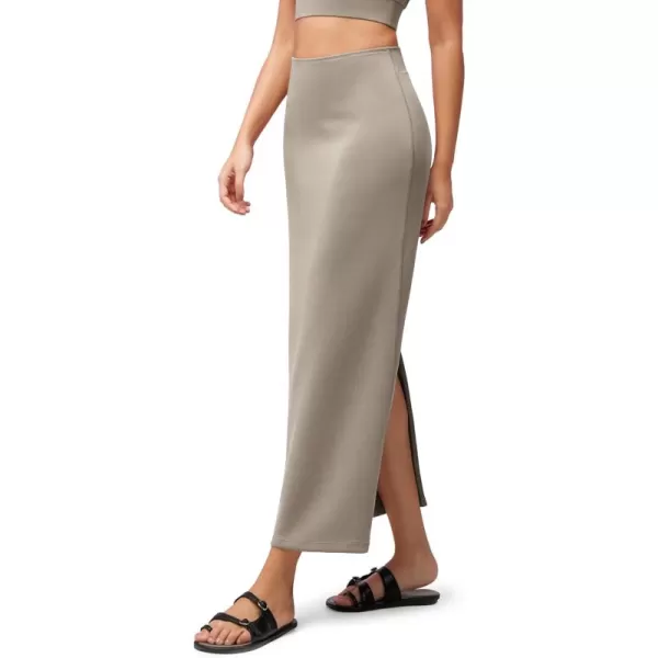 imageODODOS Modal Soft Maxi Skirt for Women Back Slit High Waist Casual Long Pencil SkirtsKhaki