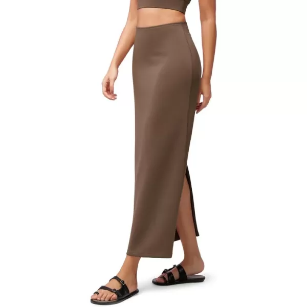 imageODODOS Modal Soft Maxi Skirt for Women Back Slit High Waist Casual Long Pencil SkirtsNutria