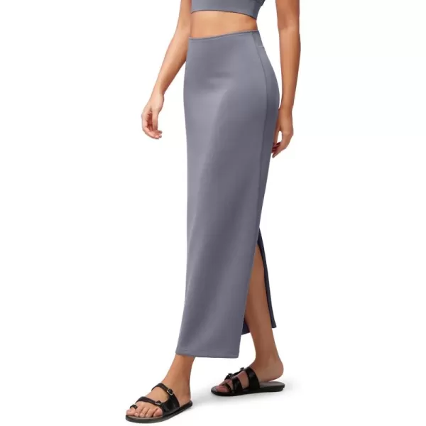 imageODODOS Modal Soft Maxi Skirt for Women Back Slit High Waist Casual Long Pencil SkirtsPurple Gray