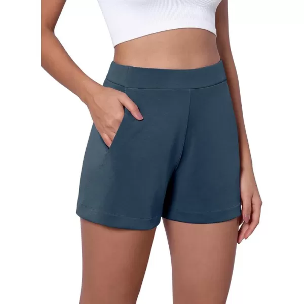 imageODODOS Modal Soft Relaxed Shorts with Pockets for Women High Wasit Casual ShortsDeep Blue