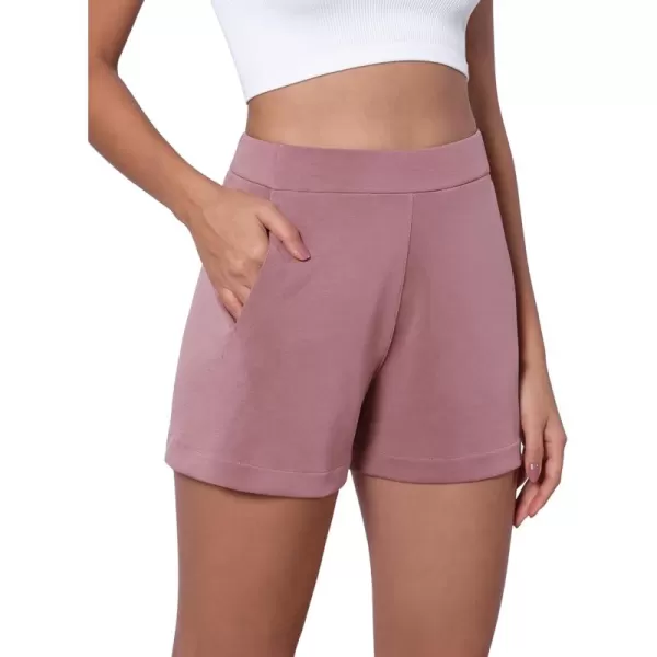 imageODODOS Modal Soft Relaxed Shorts with Pockets for Women High Wasit Casual ShortsMauve Pink