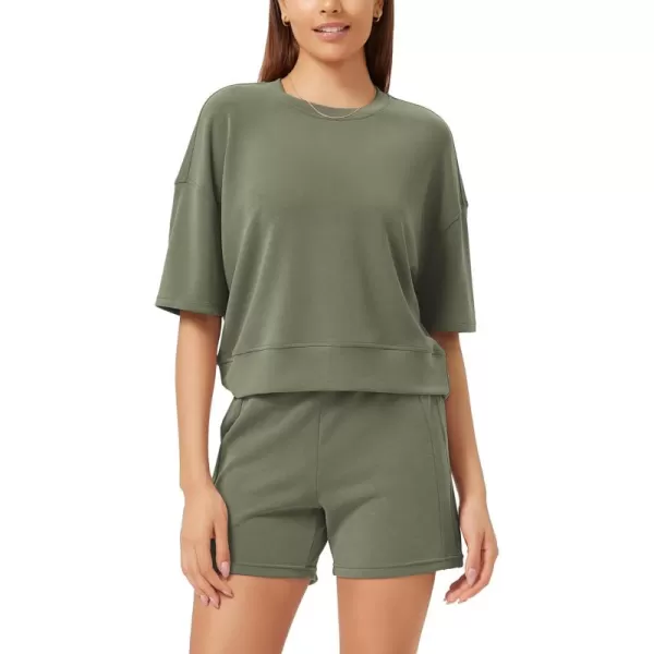 imageODODOS Modal Soft Short Sleeve TShirts for Women Oversized Crew Neck Tee Relaxed Pullover TopsDark Sage