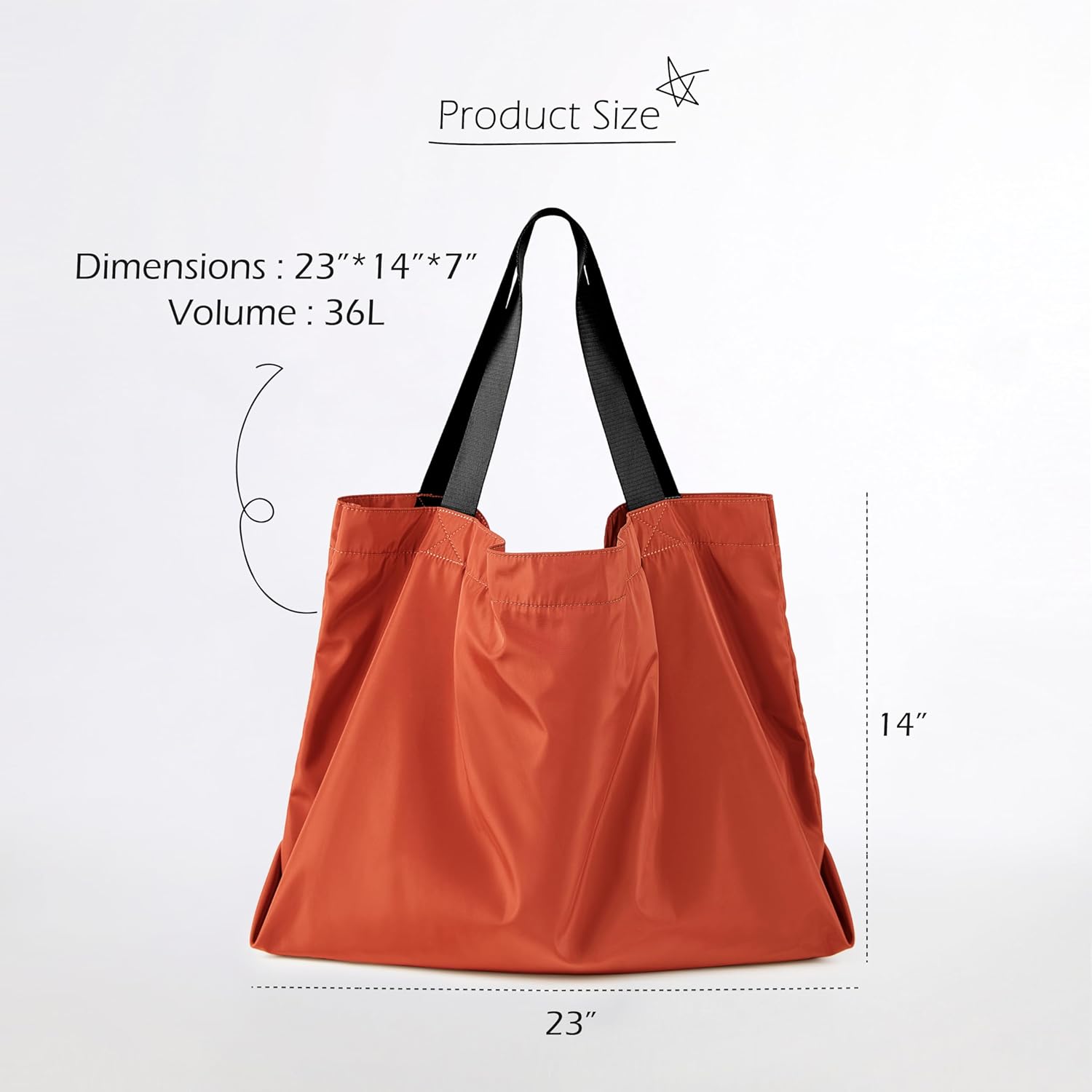 imageODODOS 36L Oversized Tote Bag Large Capacity Lightweight Shoulder Bags for Gym Workout Shopping Beach TravelCoral Red