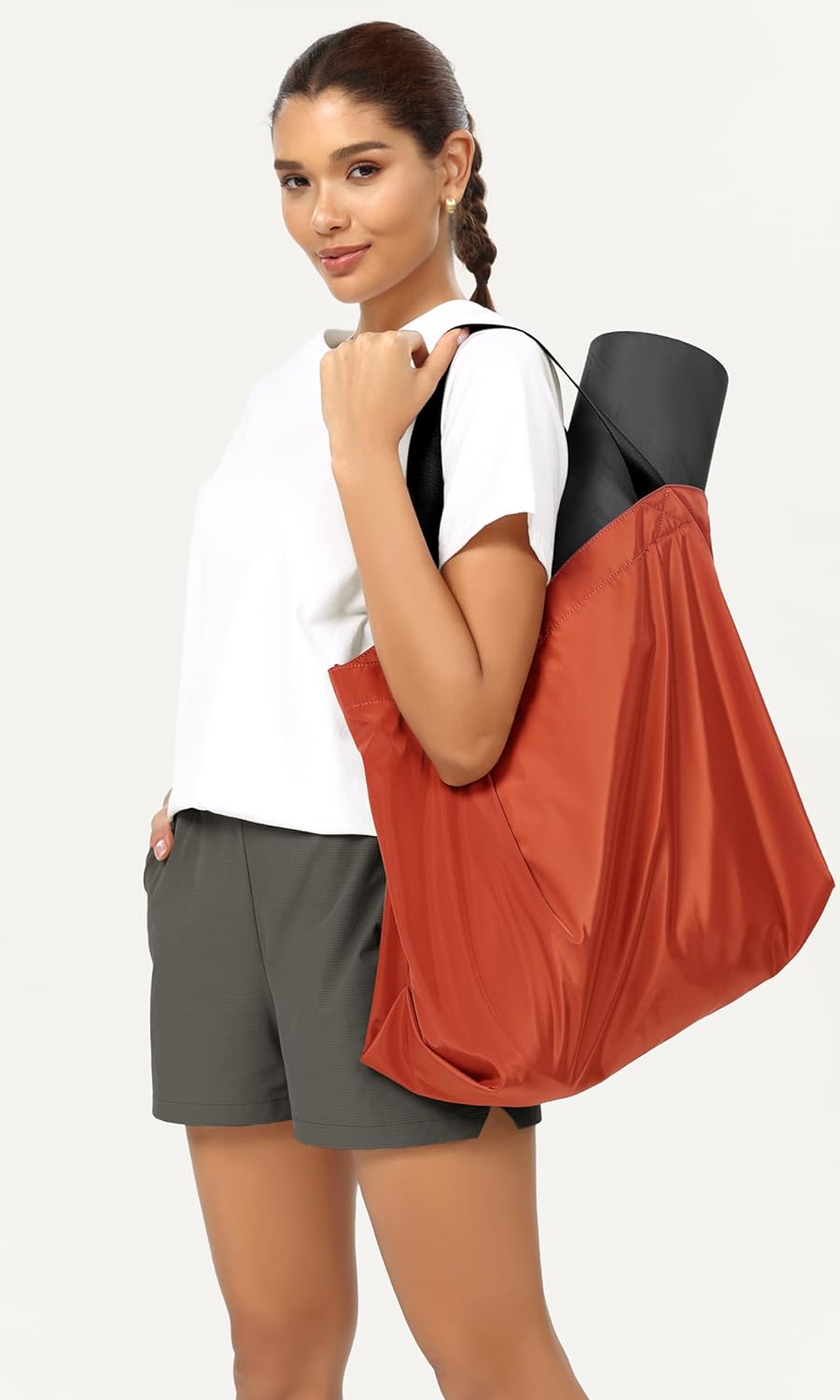 imageODODOS 36L Oversized Tote Bag Large Capacity Lightweight Shoulder Bags for Gym Workout Shopping Beach TravelCoral Red