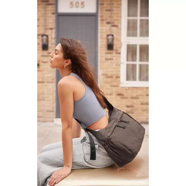 imageODODOS 20L Crossbody Tote Bag Large Capacity Lightweight Hobo Shoulder Sling Bags for Gym Shopping Beach TravelDark Brown