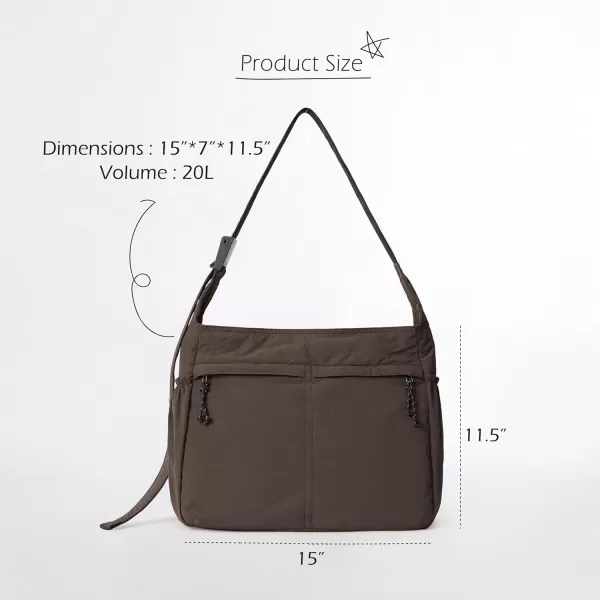 imageODODOS 20L Crossbody Tote Bag Large Capacity Lightweight Hobo Shoulder Sling Bags for Gym Shopping Beach TravelDark Brown
