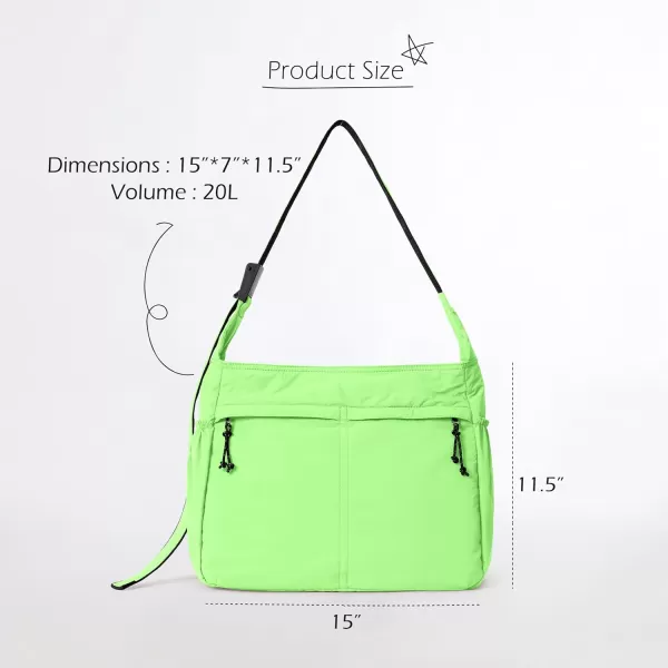 imageODODOS 20L Crossbody Tote Bag Large Capacity Lightweight Hobo Shoulder Sling Bags for Gym Shopping Beach TravelLime Light