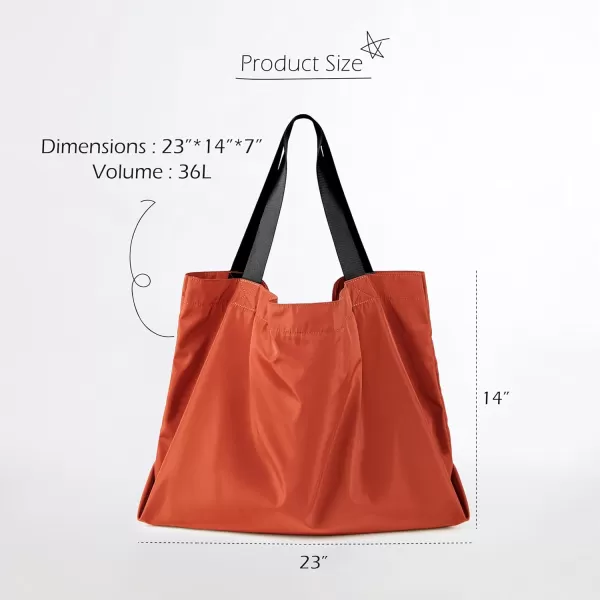 imageODODOS 36L Oversized Tote Bag Large Capacity Lightweight Shoulder Bags for Gym Workout Shopping Beach TravelCoral Red