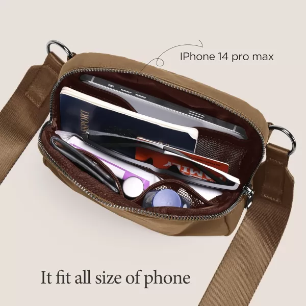 imageODODOS Crossbody Bag with Adjustable Strap Small Shoulder Pouch for Workout Running Traveling HikingBrown