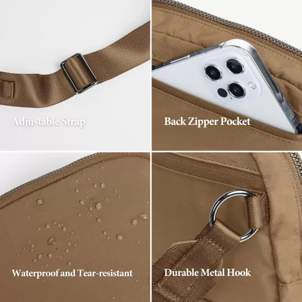 imageODODOS Crossbody Bag with Adjustable Strap Small Shoulder Pouch for Workout Running Traveling HikingBrown