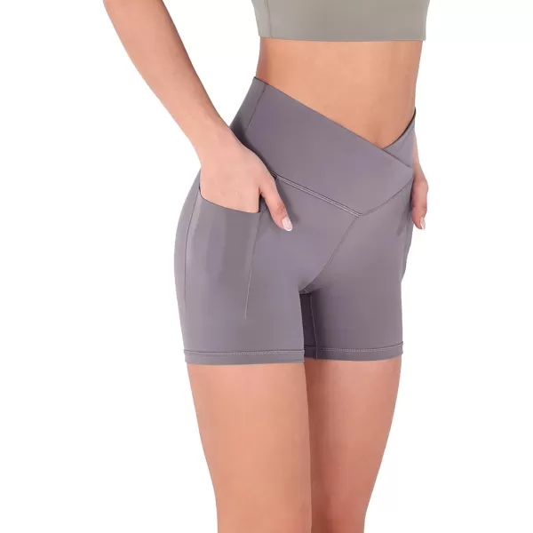 imageODODOS Crossover Yoga Shorts for Women 5quot Inseam High Waist Athletic Workout Running Biker ShortsAshviolet