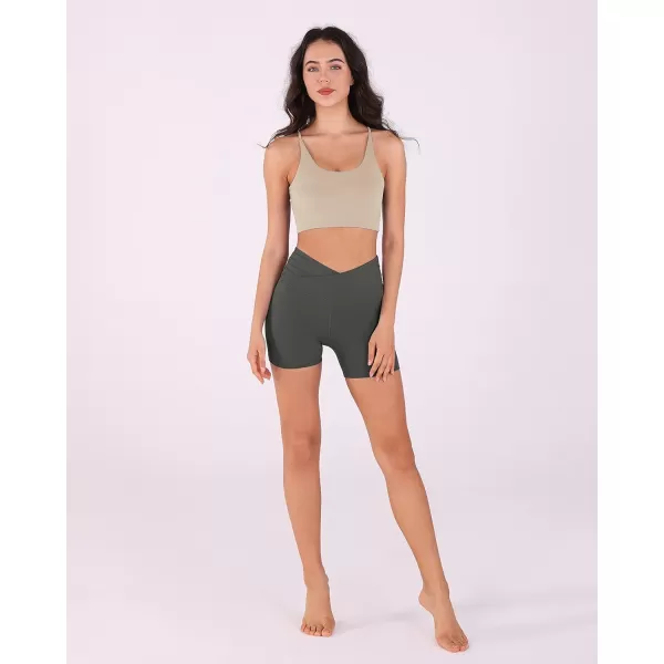 imageODODOS Crossover Yoga Shorts for Women 5quot Inseam High Waist Athletic Workout Running Biker ShortsCharcoal New