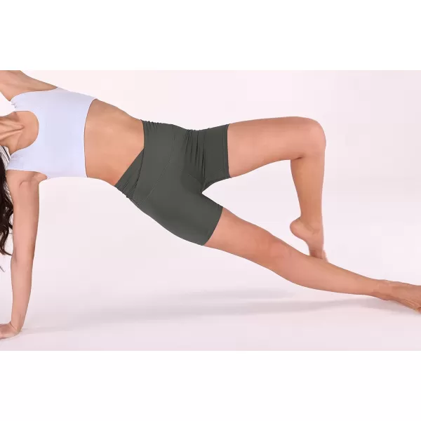 imageODODOS Crossover Yoga Shorts for Women 5quot Inseam High Waist Athletic Workout Running Biker ShortsCharcoal New