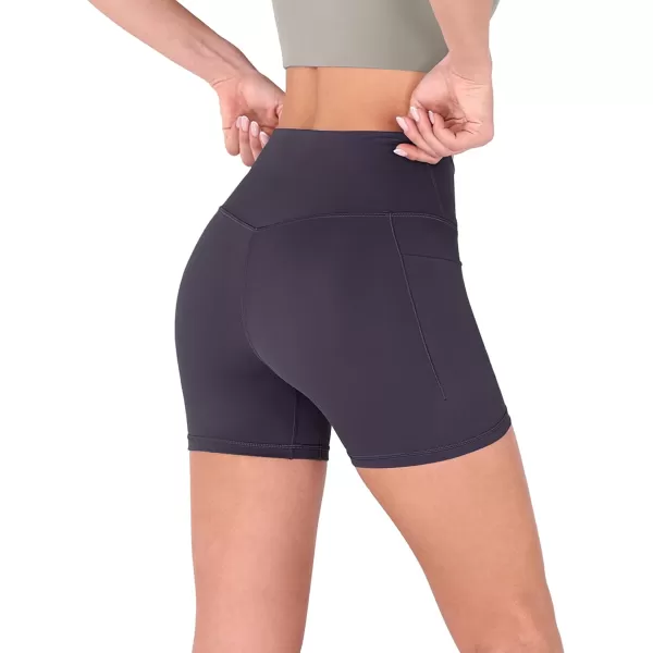 imageODODOS Crossover Yoga Shorts for Women 5quot Inseam High Waist Athletic Workout Running Biker ShortsDark Purple