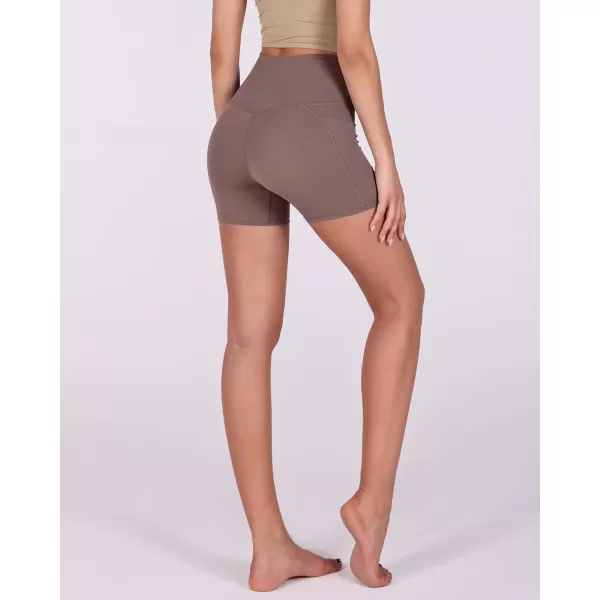 imageODODOS Crossover Yoga Shorts for Women 5quot Inseam High Waist Athletic Workout Running Biker ShortsPurple Taupe