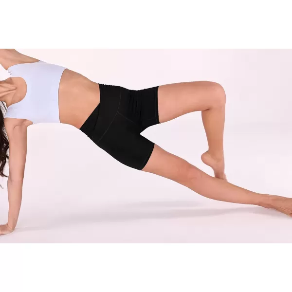 imageODODOS Crossover Yoga Shorts for Women 5quot Inseam High Waist Athletic Workout Running Biker ShortsWave Black