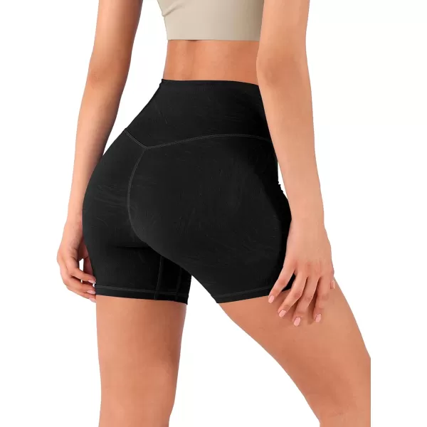 imageODODOS Crossover Yoga Shorts for Women 5quot Inseam High Waist Athletic Workout Running Biker ShortsWave Black