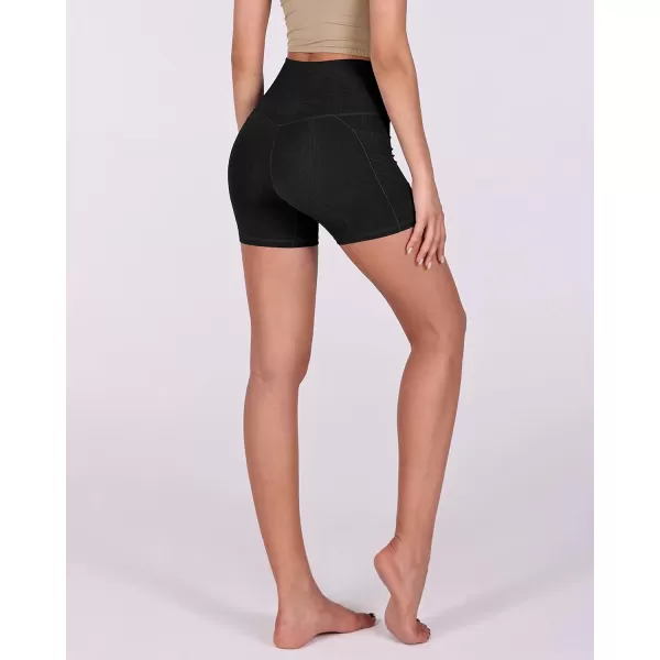 imageODODOS Crossover Yoga Shorts for Women 5quot Inseam High Waist Athletic Workout Running Biker ShortsWave Black