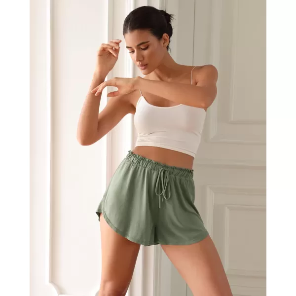 imageODODOS Modal Soft Lounge Shorts for Women Drawstring High Waist Casual Sleepwear Lightweight Cozy Pajama BottomSage Green Washed