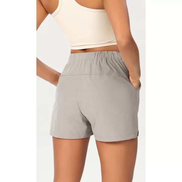 imageODODOS Stretch Woven Relaxed Shorts for Women Elastic High Waist Summer Lightweight Casual Shorts with PocketsLight Gray