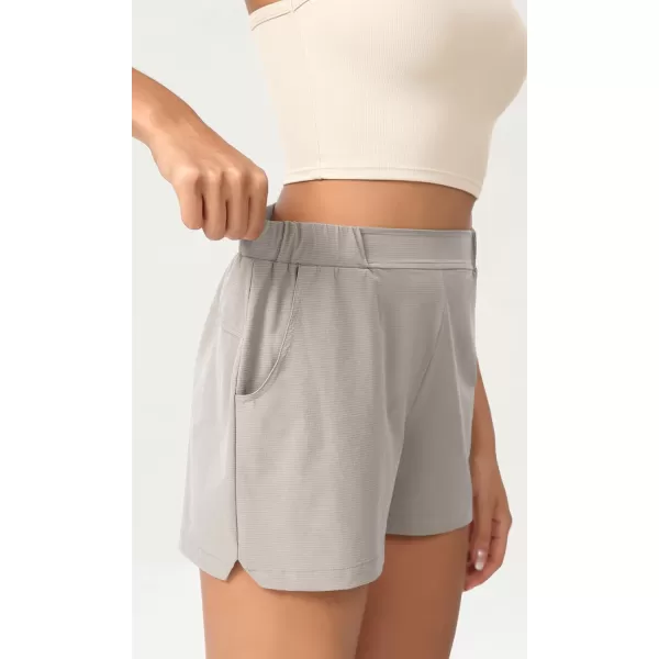 imageODODOS Stretch Woven Relaxed Shorts for Women Elastic High Waist Summer Lightweight Casual Shorts with PocketsLight Gray