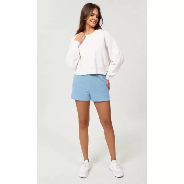 imageODODOS Womens Sweat Shorts Cotton French Terry Curved Hem Workout Casual Relaxed Lounge Shorts with PocketsAir Blue