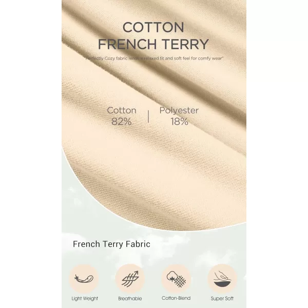 imageODODOS Womens Sweat Shorts Cotton French Terry Curved Hem Workout Casual Relaxed Lounge Shorts with PocketsBeige