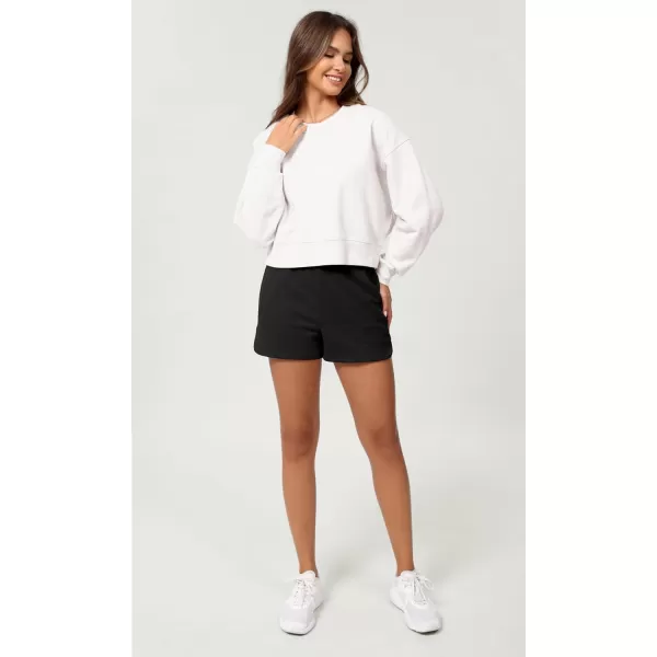 imageODODOS Womens Sweat Shorts Cotton French Terry Curved Hem Workout Casual Relaxed Lounge Shorts with PocketsBlack