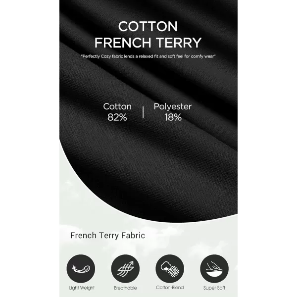 imageODODOS Womens Sweat Shorts Cotton French Terry Curved Hem Workout Casual Relaxed Lounge Shorts with PocketsBlack