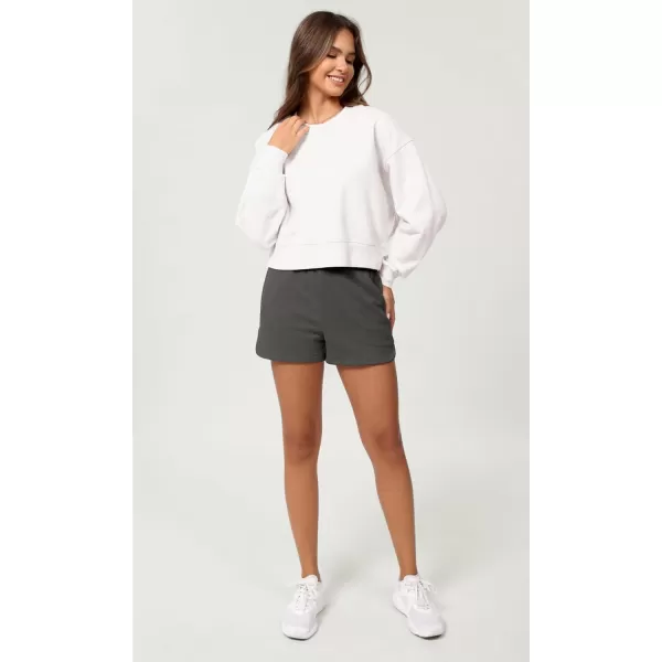 imageODODOS Womens Sweat Shorts Cotton French Terry Curved Hem Workout Casual Relaxed Lounge Shorts with PocketsCharcoal