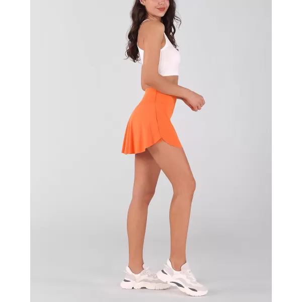 imageODODOS Womens Tennis Skirts with Pockets Crossover High Waist Builtin Shorts Athletic Golf SkortsPapaya