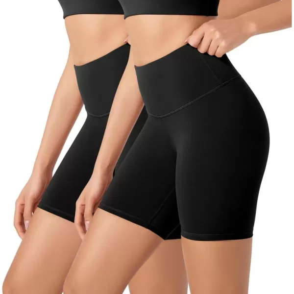 imageODODOS ODLEX 2Pack High Waist Workout Shorts for Women Tummy Control Workout Gym Athletic Biker Shorts6quot  8quot Inseam1blackblack