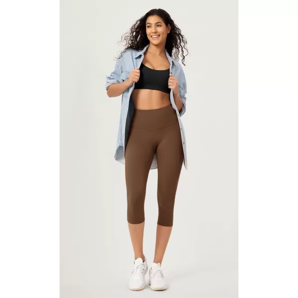 imageODODOS ODCLOUD 2Pack Buttery Soft Lounge Yoga Capris for Women 14quot  19quot  21quot High Waist Capri LeggingsBlackbrunette