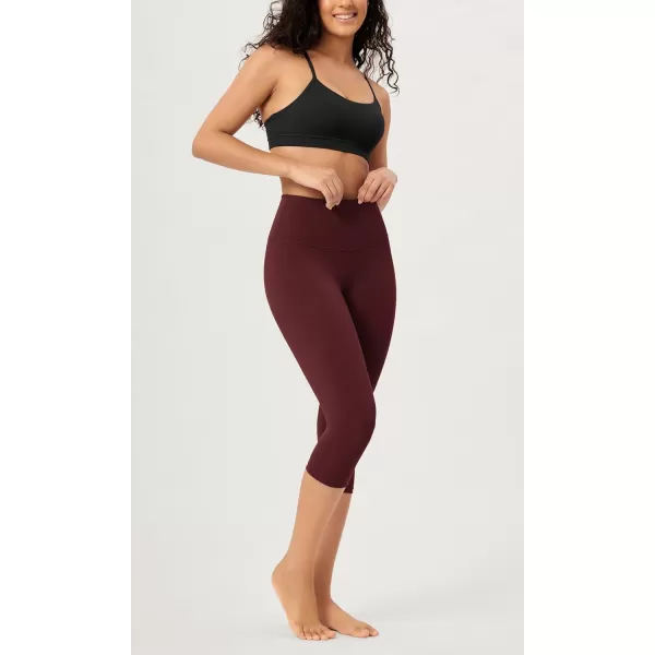 imageODODOS ODCLOUD 2Pack Buttery Soft Lounge Yoga Capris for Women 14quot  19quot  21quot High Waist Capri LeggingsBlackburgundy