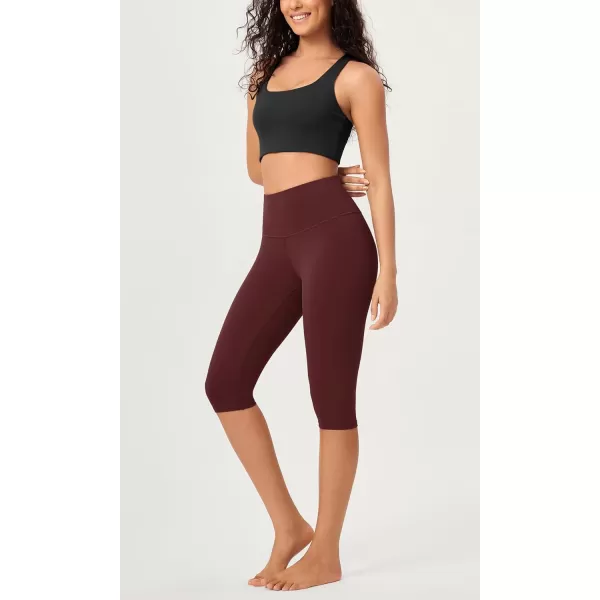 imageODODOS ODCLOUD 2Pack Buttery Soft Lounge Yoga Capris for Women 14quot  19quot  21quot High Waist Capri LeggingsBlackburgundy