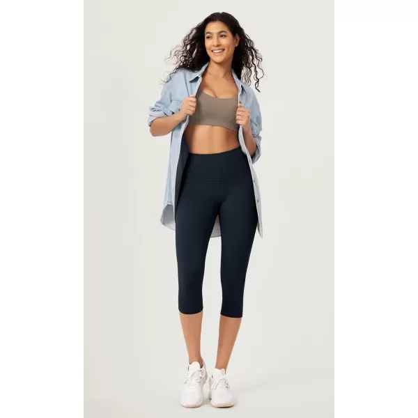 imageODODOS ODCLOUD 2Pack Buttery Soft Lounge Yoga Capris for Women 14quot  19quot  21quot High Waist Capri LeggingsBlackdeep Navy
