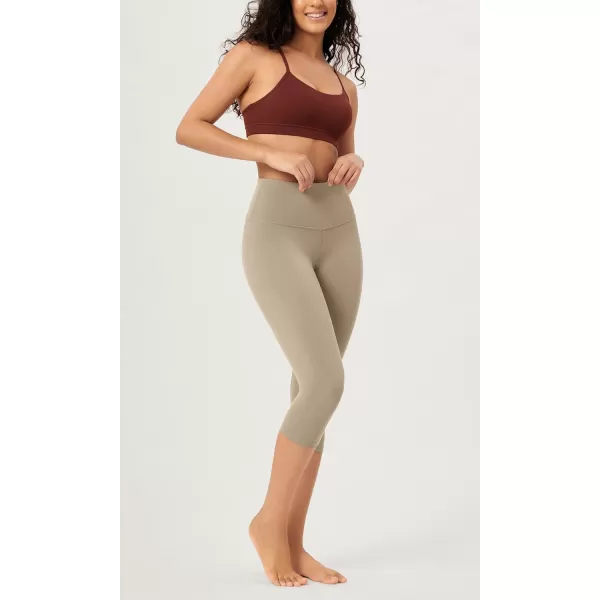 imageODODOS ODCLOUD 2Pack Buttery Soft Lounge Yoga Capris for Women 14quot  19quot  21quot High Waist Capri LeggingsBlackshaker Beige