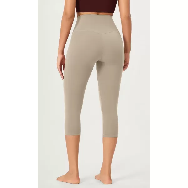 imageODODOS ODCLOUD 2Pack Buttery Soft Lounge Yoga Capris for Women 14quot  19quot  21quot High Waist Capri LeggingsBlackshaker Beige